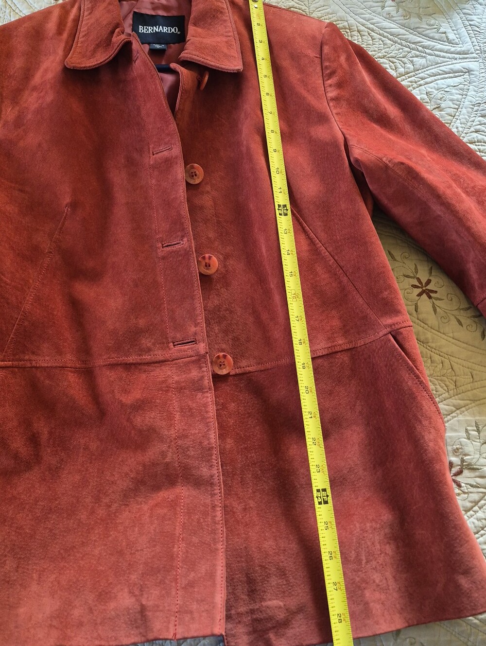 Bernardo Rust Suede Leather Button-Front Jacket - Picture 9 of 13
